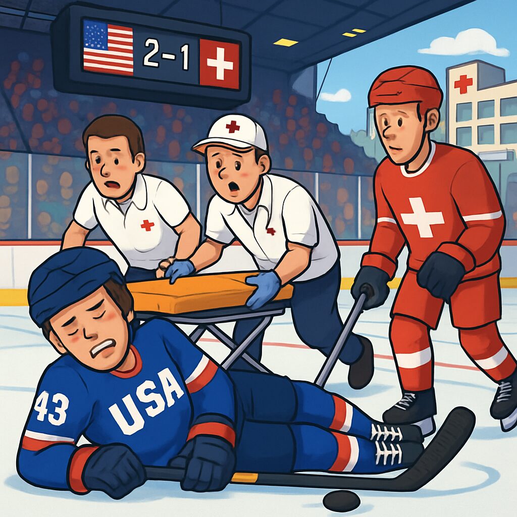 High-Quality Team Usa's Hutson Struck By Puck, Out Of Hospital Background in HD High-Quality Team Usa's Hutson Struck By Puck, Out Of Hospital Background in HD